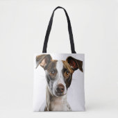 BROWN & WHITE SCHÖNE GREYHOUND HUND TASCHE (Vorderseite)