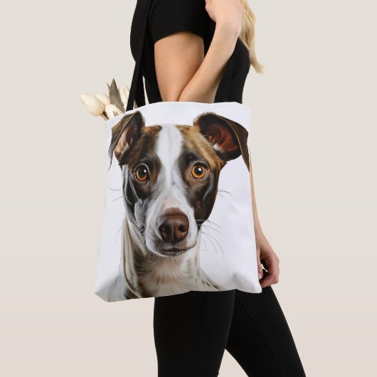 BROWN & WHITE SCHÖNE GREYHOUND HUND TASCHE (Von Nahem)