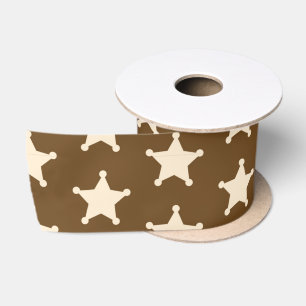 Brown White Sheriff Cowboy Stars Rustic Farmer Satinband