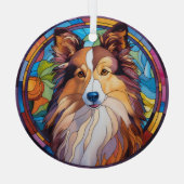 Brown White Shetland Sheepdog gesteinigt Ornament Aus Glas (Rückseite)