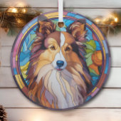 Brown White Shetland Sheepdog gesteinigt Ornament Aus Glas