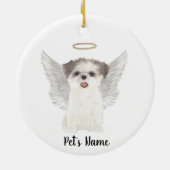 Brown & White Shih Tzu Beileid Memorial Keramik Ornament (Hinten)
