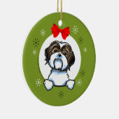 Brown White Shih Tzu Christmas Classic Keramikornament (Rechts)