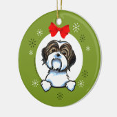 Brown White Shih Tzu Christmas Classic Keramikornament (Links)
