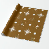 Brown White Snowflakes Pattern Geschenkpapier (Ungerollt)