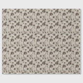 Brown White Springer Spaniel Dog Paw Prints Geschenkpapier (Flach)