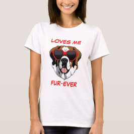 Brown White St Bernard Red Heart Shaped Sonnenbril T-Shirt