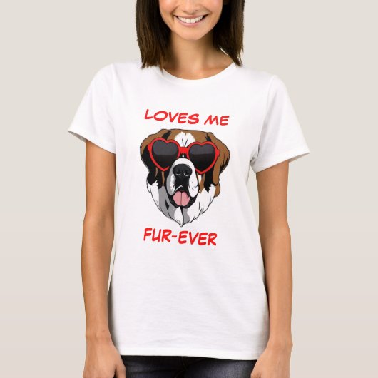 Brown White St Bernard Red Heart Shaped Sonnenbril T-Shirt (Vorderseite)