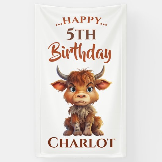 Brown White Sweet Funny Cow Banner (Vertikal)