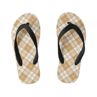 Brown White Tartan Muster yxm0uat9 Kinderbadesandalen