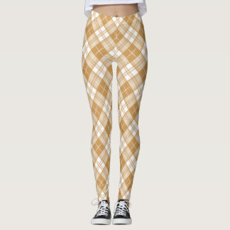 Brown White Tartan Muster yxm0uat9 Leggings