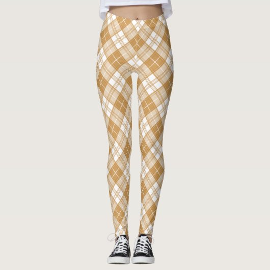 Brown White Tartan Muster yxm0uat9 Leggings (Vorderseite)