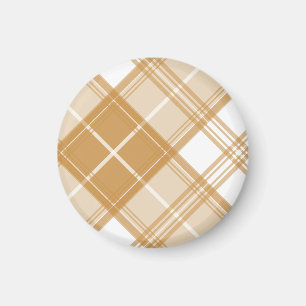 Brown White Tartan Muster yxm0uat9 Magnet