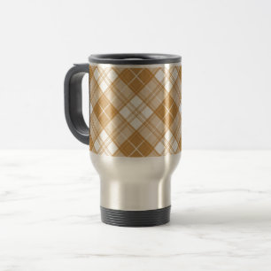 Brown White Tartan Muster yxm0uat9 Reisebecher
