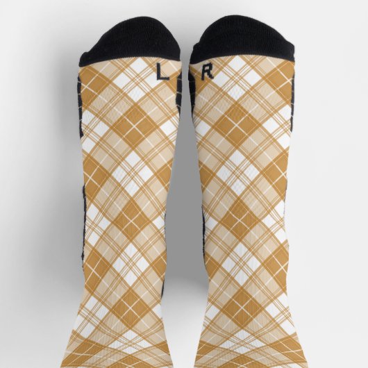 Brown White Tartan Muster yxm0uat9 Socken (Oben)