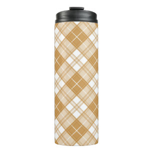Brown White Tartan Muster yxm0uat9 Thermosbecher