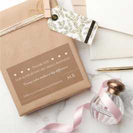 Brown & White Thank You Sticker for Small Business