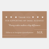 Brown & White Thank You Sticker for Small Business (Vorderseite)