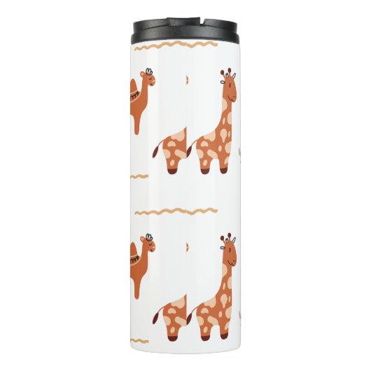 Brown White Toy Animal Cactus Camel Llama Thermosbecher (Rückseite)