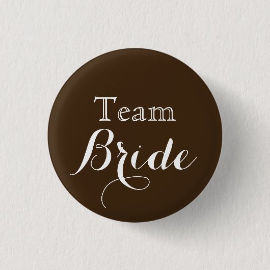 Brown White Wedding Team Bride Button (Vorderseite)