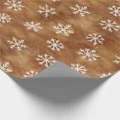 Brown White Winter Snowflakes Weihnachten Geschenkpapier (Ecke)