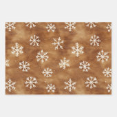 Brown White Winter Snowflakes Weihnachten Geschenkpapier Set (Vorderseite 3)