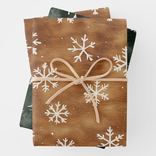 Brown White Winter Snowflakes Weihnachten Geschenkpapier Set (Beispiel)