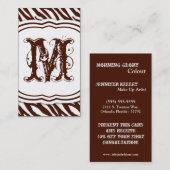 Brown White Zebra Print Pattern Business Card Visitenkarte (Vorne/Hinten)