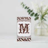 Brown White Zebra Print Pattern Business Card Visitenkarte (Stehend Vorderseite)