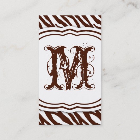 Brown White Zebra Print Pattern Business Card Visitenkarte (Vorderseite)