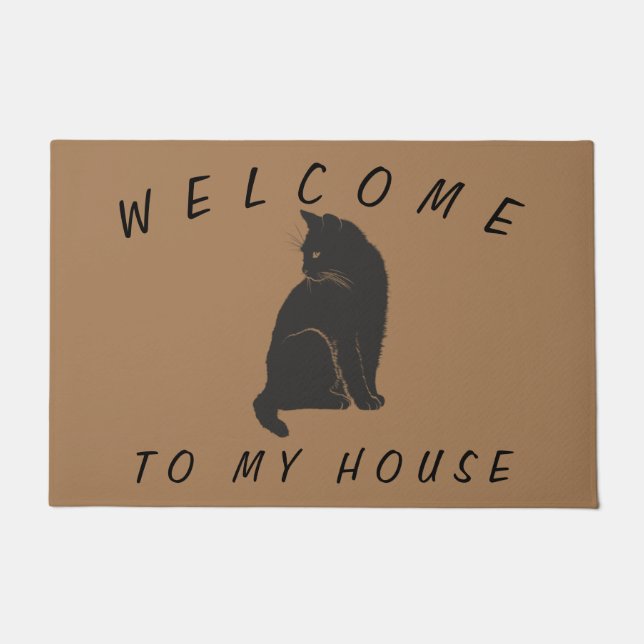 Brown Willkommen bei meiner Hauskatze Doormat Fußmatte (Vorderseite)