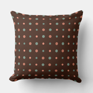 Brown with dusty pink and blue dots kissen