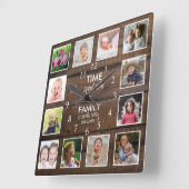 Brown Wood 12 Foto Template Time Quote Quadratische Wanduhr (Winkel)