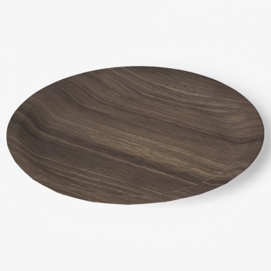 Brown Wood Pappteller (Schrägansicht)