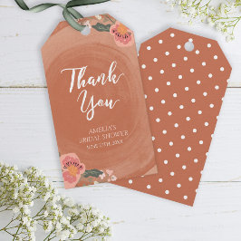 Brown Wood Rustic Floral Brautparty Vielen Dank Geschenkanhänger