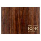Brown Wood Wedding Monogram Typografy Design Schneidebrett (Vorderseite)