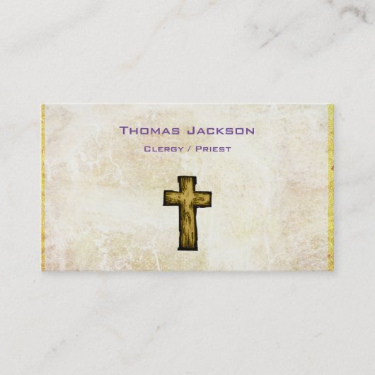 Brown Wooden Cross Christlich Religious Visitenkarte (Vorderseite)