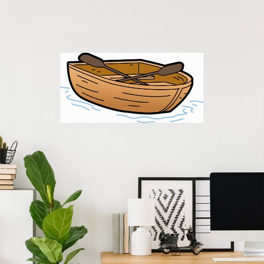 Brown Wooden Row Boat Poster