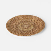 Brown Woven Basket Muster Rustic Picnic Pappteller (Schrägansicht)