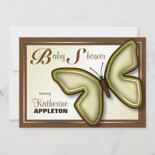 Brown & Yellow Butterfly Babydusche Einladungen