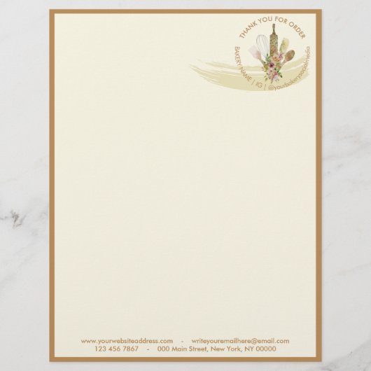 Brown Yellow Creme Bakery Cake Order Form Flyer (Hinten)