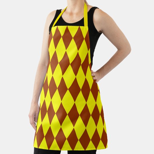 Brown Yellow Harlequin Checkered Design  Schürze