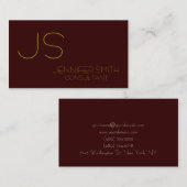 Brown Yellow Monogram Consultant Business Card Visitenkarte (Vorne/Hinten)