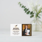 Brown & Yellow Notary Loan Signing Agent Foto Visitenkarte (Stehend Vorderseite)