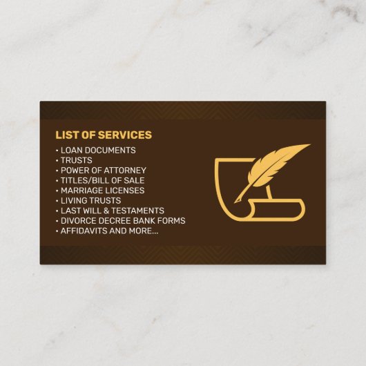 Brown & Yellow Notary Loan Signing Agent Foto Visitenkarte (Rückseite)