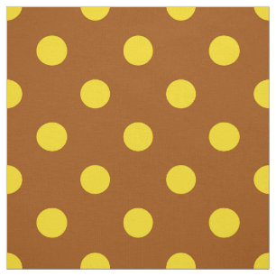 Brown Yellow Polka Dots Textil Stoff