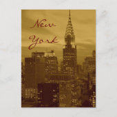 Brown Yellow Pop Art New York Script Postcard Postkarte (Vorderseite)