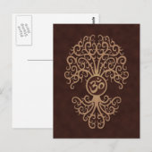 Brown Yoga Om Tree Postkarte (Vorne/Hinten)