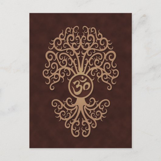 Brown Yoga Om Tree Postkarte (Vorderseite)