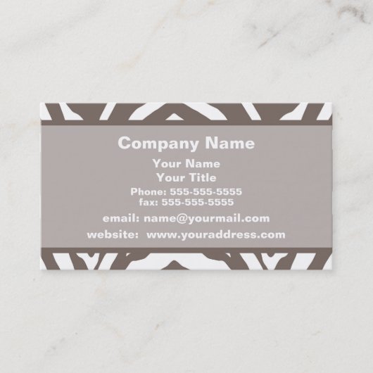 Brown Zebra Appointment Reminder Business Card Terminkarte (Vorderseite)
